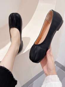 Mocasines planos para mujeres de tallas grandes 41-43, fáciles de poner, sin arrugas, zapatos versátiles tipo abuela, adecuados para mujeres embarazadas - Negro - Ver 6