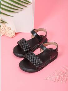 1 par de nuevos sandalias para bebé niña con cierres tejidos, zapatos con cierre de gancho y bucle, aptos para primavera/verano y ocasiones de fiesta