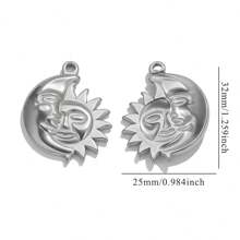 5pcs Stainless Steel Fashionable Hundred Sun Moon Heart Pendant DIY Necklace Earrings Jewelry Accessories Making Daily Wear Gifts