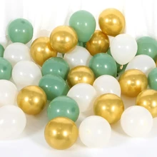 30 个 5 英寸金色和白色乳胶气球套装，新娘送礼会，生日，热带丛林主题婚礼，单身派对，订婚，圆形乳胶气球，持久，生日派对装饰品 - 彩色 - 查看 1