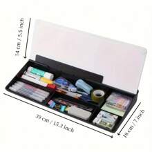 Stylish Compact Glass Desk Organizer With Built-In Storage – Modern Tempered Glass Whiteboard And Keyboard Stand For Efficient Workspace Management,White Board - Multicolor - View 6