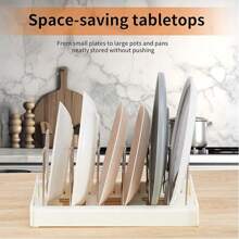 Pot And Pan Organizer, Expandable Pot Lid Holder With 7 Adjustable Compartments, U-Shape Pot Rack Organizer, Space-Saving Pan Organizer For Cabinet - 白色 - 查看 6