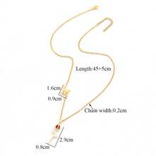 1pc Fashion Initial Red Tulip Pendant Gold Color Stainless Steel Chain Necklace For Women