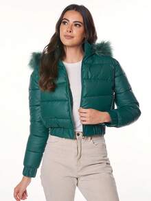 Polo Retro Of Yatch London Chamarra Top bomber con gorro cropped PARA Mujer - Verde - Ver 4