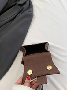 2025新款高品质口红盒，迷你方形包，新款纯色百搭手提包，女士钱包 - 棕色 - 查看 7