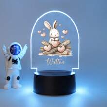 1pc Custom Bedroom Decoration, Custom Easter Bunny Love Creative Style, Custom Light Plate, 3D Light Illusion LED Nightlight, Warm Light Birthday Gift Party Gift Table Lamp Nightlight, Custom Name Creative Light Plate, Custom Personalized Name Nightlight, Christmas Gift, Gift For Family And Friends, Creative Gift Christmas Gift, Custom Nightlight, Custom Party Decoration, Custom Lighting.