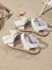 Girls' Summer Sandals, Butterfly Decor, Round Toe Flat Open Toe, Children's Princess Roman Shoes, Suitable For Casual Vacation, Beach Shoes