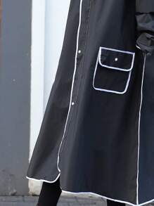 1pc Elongated Adult Waterproof Motorcycle Rain Poncho With Face Mask Summer Cooling, Beach, Travel Insulation, Galentines, Puppy, Carnival