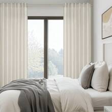 Topfinel 2 Panels Set Linen Blend Boho Curtains For Living Room Bedroom Back Tab Rod Pocket Clip Rings Semi-Transparent Curtains Home Decor Machine Washable - Beige - View 8