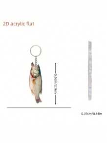 亚克力鱼主题钥匙链，抽象鱼吊坠，包包吊坠，耳机吊坠，钥匙吊坠，钓鱼爱好者的完美礼物。感恩节、圣诞节和万圣节的独特背包珠宝礼物，适合女性的万圣节钥匙链配件。 - 彩色 - 查看 9