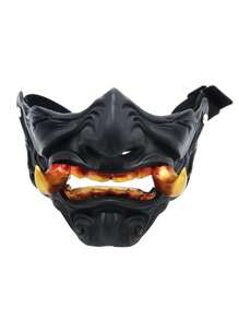 1 件面具魔鬼武士歌舞伎般若魔鬼半脸面具角色扮演魔鬼般若面罩般若鬼半脸罩胖鬼脸獠牙面具 - 彩色 - 查看 12