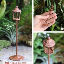 乡村复古微型仙女花园配件金属铁生锈鸟舍鸟笼喂食器浴室园艺工具椅子长凳秋千滑梯邮箱鸟笼手推车栅栏凉亭拱门风车烧烤架灯喷壶镐自行车 - 彩色 - 查看 12