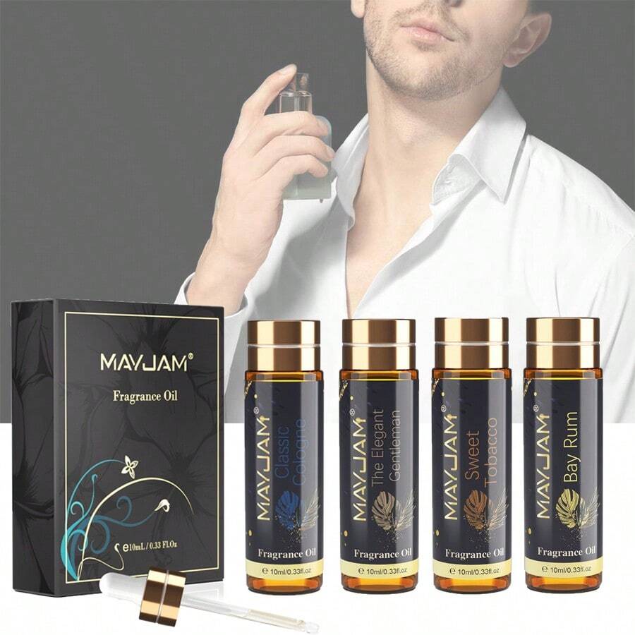 1 Bottle 10ml/0.33 Fl Oz Men's Fragrance Essential Oil, Elegant Gentleman Classic Cologne Scented Oil, Sweet Tobacco Aroma, Fruity Fragrance, Suitable For Diffuser And Humidifier - The Elegant Gentleman - View 1