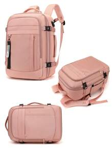 1 pieza Mochila de viaje de moda con diseño de correa para equipaje. Se puede aumentar la capacidad y abrir por completo. Bolsa de trabajo minimalista y portátil con múltiples compartimentos. Mochila escolar personalizada