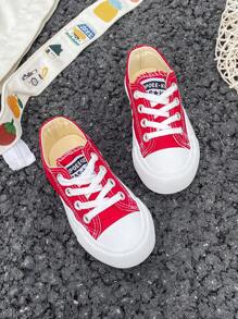 OPOEE White Cloth Shoes Baby White Shoes Middle Sneakers Children's Canvas Shoes Spring And Autumn Korean Version Simple Boy And Girl Shoes Fashion Low-Top Casual Lace-Up Track Shoes Classic Low-Top Canvas Shoes All Casual Sports Skateboard Children's Shoes