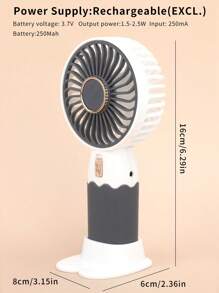 AOYI 1 pieza de plástico Mini ventilador con USB datos moderno de dos tonos Ventilador de mano para oficina - Blanco y Negro - Ver 4