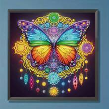 1pc 11.8" X 11.8" Asymmetrical Shaped 5D Diamond Painting Kit, DIY Butterfly Design Wall Decor, Suitable For Beginner & Adults, Thanksgiving Gift