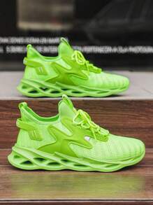 Zapatillas deportivas de hombre de suela de cuchilla, resistentes al desgaste y transpirables, de gran tamaño, de estilo casual y versátil, de punta redonda, en color verde, adecuadas para el verano, uso casual, actividades al aire libre, vacaciones, regalos de graduación y accesorios de vestir de cumpleaños