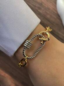 STYLEVER 1 件金色登山扣锁扣链、吊饰链、不锈钢链，适合女士和女孩 - 金黃色 - 查看 7