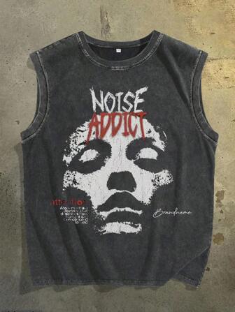 男士休闲水洗复古圆领背心