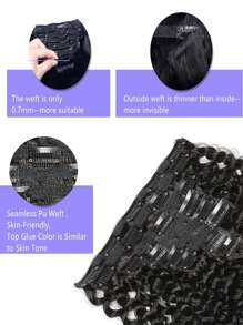 Deep Wave Clip Ins Human Hair Extensions For Women 8Pcs Deep Wave Clip In Hair Extensions Real Human Hair Thick To Ends With Double Weft 120g - SNatural - View 4