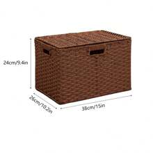 1 件装藤条编织桌面收纳篮，适用于杂物、零食、玩具、家居收纳、大容量汽车收纳篮 - 彩色 - 查看 5