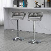 COOLMORE Ensemble de 2 tabourets de bar pivotants à 360 degrés, chaises réglables en hauteur avec repose-pieds pour cuisine, salle à manger, îlot, bar, cave à vin, bureau, salon, argent, style moderne, style haut de gamme