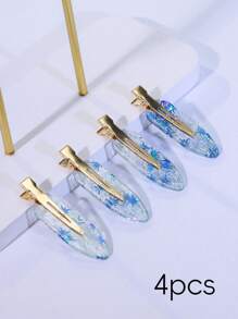 4pcs Metal Shards Transparent Hair Clip. No Trace Hair Clip. The Golden Fragments Are Random. Suitable For Wearing In Any Scenario, Hair Accessories, Head Accessories - Multicolor - View 16