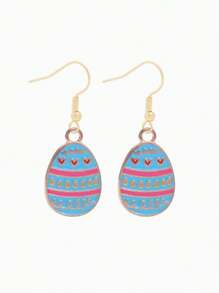 1 Pair Of Cute Handicrafts Vintage Style Easter Bunny Easter Egg Earrings Holiday Gift Selection