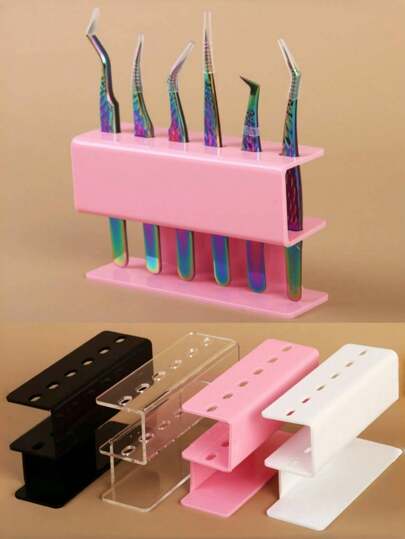 1 pieza Soporte de exhibición de pinzas para pestañas de acrílico - Soporte de pinzas para extensión de pestañas - Caja de exhibición - Contenedor de almacenamiento de pestañas - Organizador - Herramientas para extensión de pestañas - Se puede usar para almacenar herramientas para extensión de pestañas/herramientas de uñas/herramientas de reparación electrónica