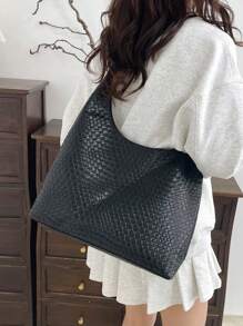 Fashionable Oversized Shoulder Women Tote Handbag, New Design High Quality - Black - View 4