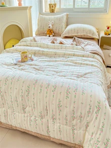 1 buc. Plapumă de vară jacquard cu imprimeu floral proaspăt și motive florale/cuvertură ușoară/cuvertură cu aer condiționat pentru decorarea casei, dormitor, picnic, camping - stil pastoral minunat, romantic și confortabil - Wisteria - Vizualizare 5