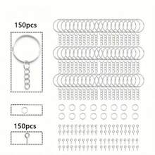 50pcs/100pcs/150pcs Keychain Making Kit, Including Detachable Key Ring, Lobster Clasp, Jump Ring, For DIY Jewelry Keychain, Handicraft Making
