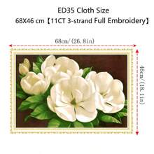 qingfei Blue Fly Precision Cross Stitch Gardenia Bloom, Modern Minimalist Fully Stitched Embroidery Painting Of Peony, Living Room & Bedroom