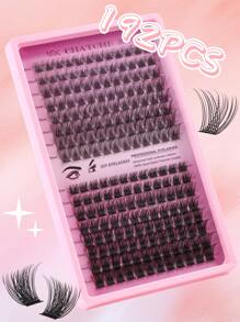 Natural Soft Curl DIY 192pcs Single Strand Eyelash Extensions 10/12/14mm Mixed 0.07mm C Ultra Lightweight 10 Rows 192pcs/Tray C Curl Fairy/Fish Tail False Eyelashes Suitable For Thin, Waterproof Mink Fiber Single Clusters 3D Effect False Eyelashes Suitable For Natural, Dramatic, Everyday Makeup, Animation Live Shows Eyelashes, Full Makeup And Daily Wear, Portable For Daily Use Or Going Out