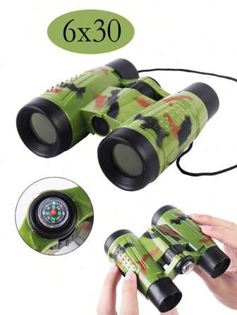 1pc Compact Multi-Color 6x30mm Binocular Telescope With Compass, Outdoor Educational Gift, Foldable Design