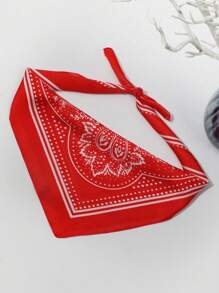 1pc Women Pattern Red Cashew Printed Bandana/Headscarf/Neck Scarf - Red - View 3