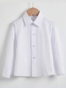 Boys' Long Sleeve Shirt, Suitable For Boys' Formal Wear, Uniforms, Teens, Young Boy Casual Wear, White, Standard Versatile, Size 4-14 Years - White - View 5