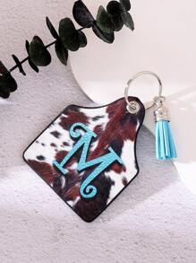 1pc Retro Western Farm Animal Cow Leather Keychain With Letter Print Car Accessories Bag Charm School Animal Cute Goth Y2k Bag Accessories Lanyards With Id Holder Car Accessories Bag Charms Christmas Gift Car Teacher Friend Sister Gift Ideas - Multicolor - View 5
