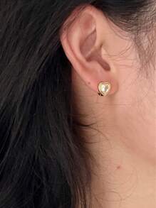 一对 925 纯银奢华时尚优雅可爱心形耳圈扣耳环适合女士聚会日常佩戴友谊珠宝礼物