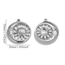 5pcs Stainless Steel Fashionable Hundred Sun Moon Heart Pendant DIY Necklace Earrings Jewelry Accessories Making Daily Wear Gifts