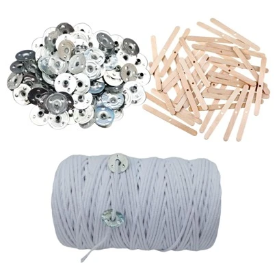 Kit Pavio Vela Aromática Artesanais 100% Algodão Médio 2mm 5 Metros 50 ilhós 25 Centralizador