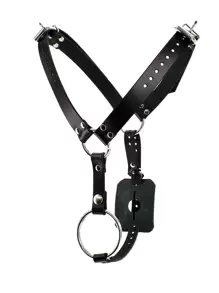 Black PU Leather Bodysuit, Waist-Slimming Design With Rivet Belt, Highlights Personal Style - Black - View 1