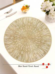2/12pcs 15" Round Gold Foil Fireworks Pattern Placemats, (PVC) Material, Gold Stamping Hollow Design, Waterproof, Washable, Easy To Clean, Non-Slip, Heat-Resistant, For Room Decor, Dining Table, Home Decor, Suitable For Holidays, Parties, Birthdays, Weddings And Dinners
