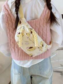 Sanrio 1 pieza Bolso de hombro con diseño de dibujos animados de Sanrio, mochila linda, bolso cruzado/de cintura de moda, monedero para aperitivos