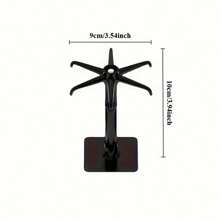1 pieza Soporte giratorio de 360° para ollas y sartenes de fácil instalación - Sin necesidad de taladrar, montado en la pared, estante de almacenamiento en techo circular expandible de plástico negro para utensilios de cocina, cucharas, espumaderas y talla grande.