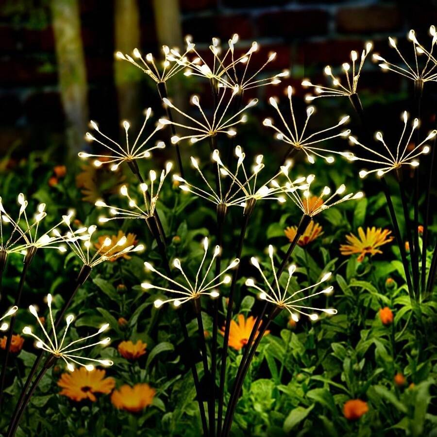 Solar Garden Lights, Twinkling Solar Firework Lights With 2 Modes, Solar Lights For Outside Yard Pathway Garden Decor Outdoor Waterproof, Gardening Gifts For Women Mothers Day, Warm White & Multicolor - Warm White - View 1