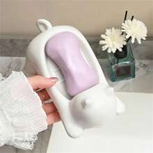 1pc Cat-Shaped Plastic Soap Dish, Oval Tabletop Decor Soap Drain Holder For Bathroom Sink, Multipurpose Soap Storage Rack, Ideal Gift For Soap Storage