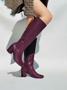 Botas para dama Tacón bajo Clásicas Formales - Vino - Ver 4