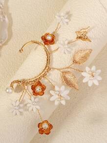 1 Golden Ear Clip Butterfly Ear Clip Bridal Headpiece Retro Female Hair Accessories Antique Style High End Wedding Ear Hanging